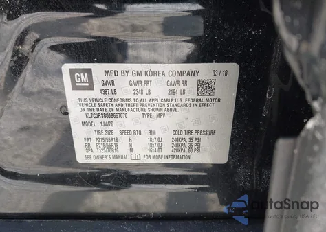 2018 Chevrolet Trax Premier from USA, damaged, VIN KL7CJRSB0JB667070